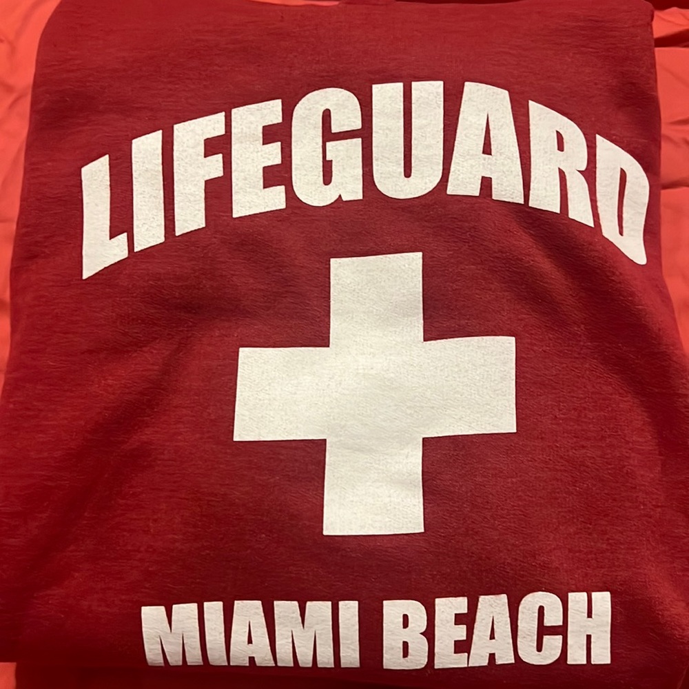 Dark Red Miami Beach Lifeguard Hoodie